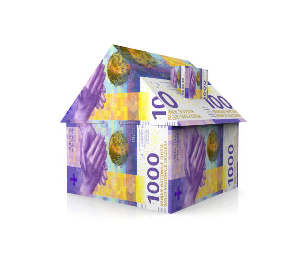 House buy Swiss Francs money mortgage loan real estate House buy Swiss Francs money mortgage loan real estate swiss coin stock pictures, royalty-free photos & images