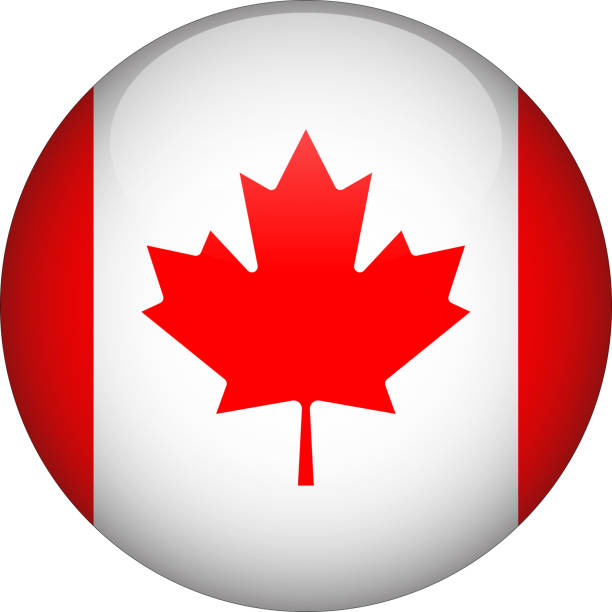 канада 3d округлый флаг страны значок кнопки - canadian flag illustrations stock illustrations