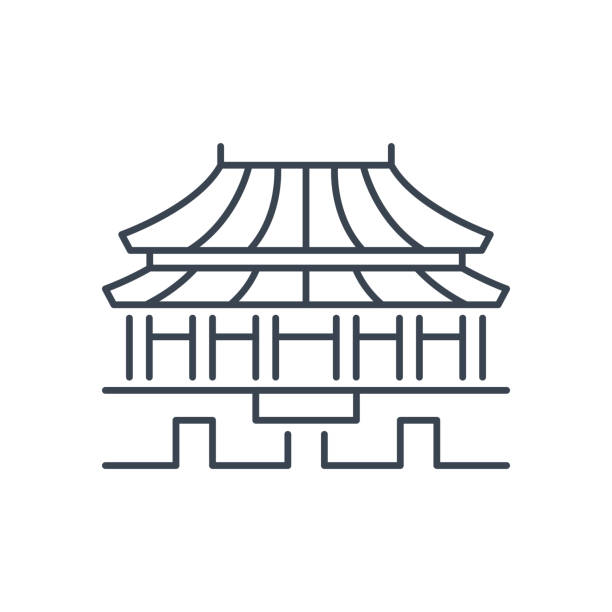 ilustrações de stock, clip art, desenhos animados e ícones de tiananmen - gate of heavenly peace. world landmarks - line icon. vector stock illustration - tiananmen square