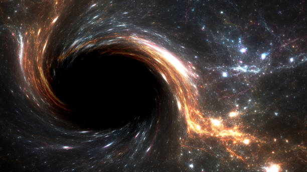 fantasy star background, deep space illustration with black hole - kara delik stok fotoğraflar ve resimler