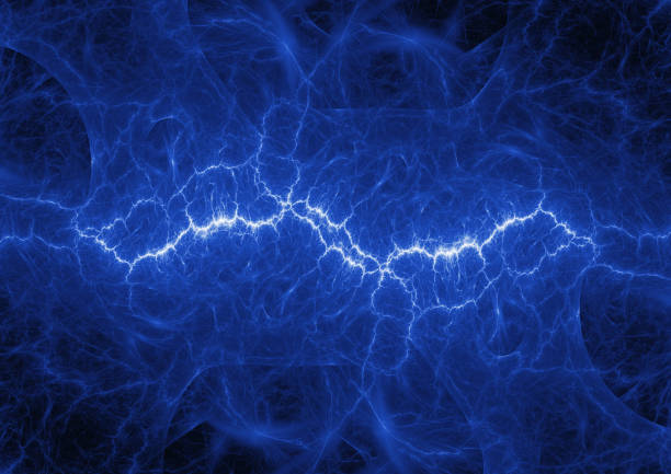 istock Cold blue plasma lightning, abstract energy and electricity background 1346883620