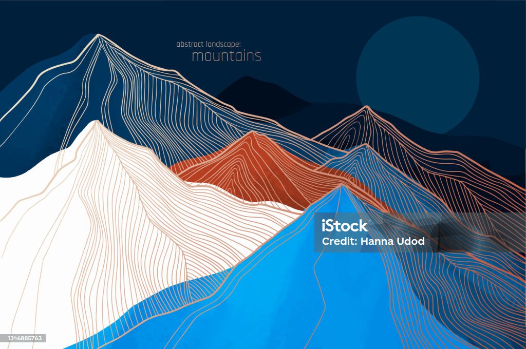 illustration of line abstract mountains - 免版稅山圖庫向量圖形