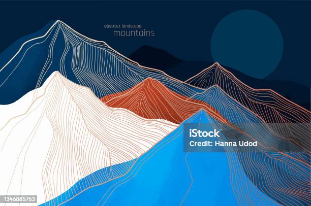 Illustration Of Line Abstract Mountains向量圖形及更多山圖片 - 山, 式樣, 抽象