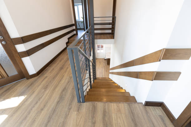 istock Modern metal stairway in scandinavian interior 1346888863