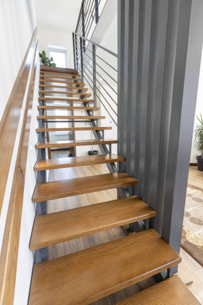 istock Modern metal stairway in scandinavian interior 1346889053