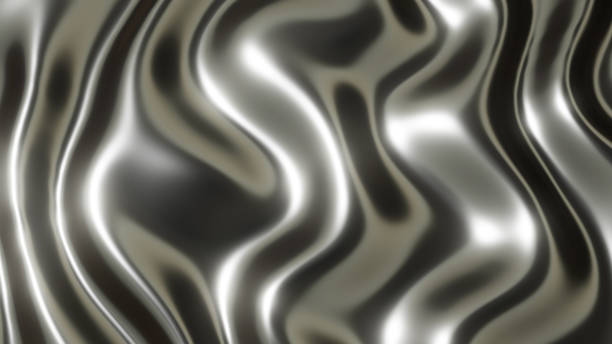 istock Silver chrome metal texture with waves, liquid metallic 1346889175