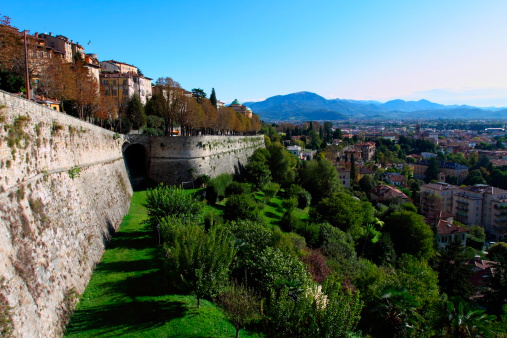 Venetian wall in Upper city - Bergamo, Italy