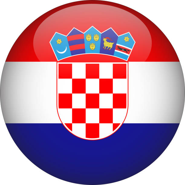 ilustraciones, imágenes clip art, dibujos animados e iconos de stock de croacia 3d redondeado icono del botón de la bandera del país - croatian flag