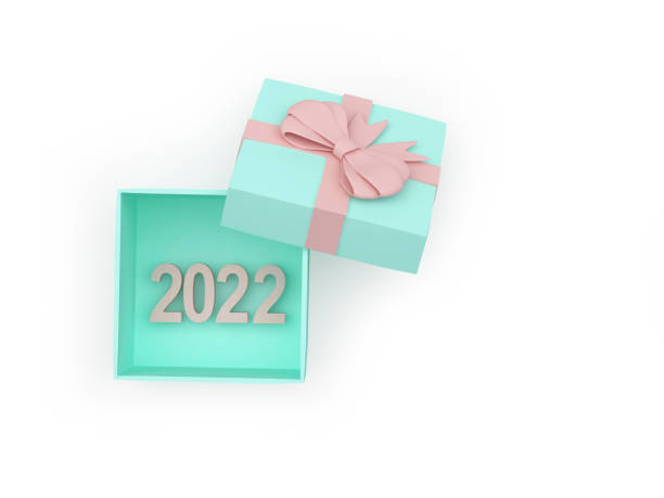 istock Open gift box with New Years number 2022. 1346902278