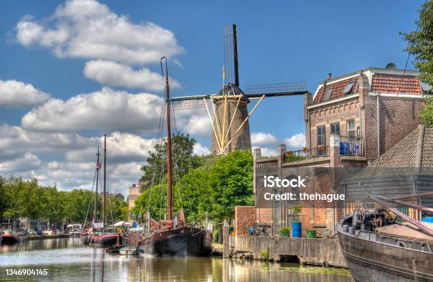 Windmill In Gouda Holland Stock Photo - Download Image Now - Gouda - South Holland, Netherlands, Building Exterior