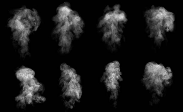 白煙または蒸気スプレーのグループ - smoke condensation fumes isolated ストックフォトと画像