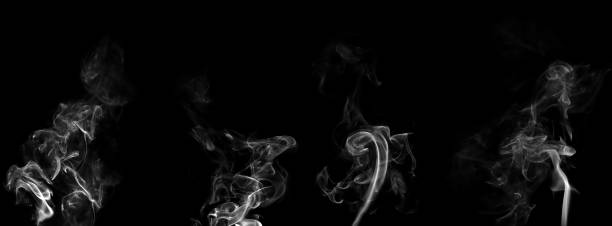 swirling movement of white smoke group - colors color image exploding fog imagens e fotografias de stock