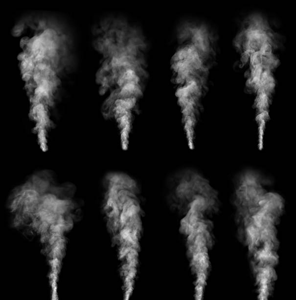 白煙または蒸気スプレーのグループ - smoke condensation fumes isolated ストックフォトと画像