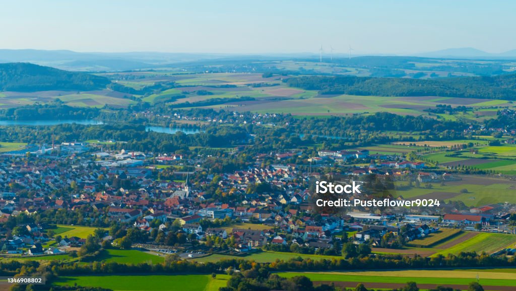 Top View of Bad Staffelstein in Bavaria Germany Landscapes from above Bad Staffelstein Stock Photo