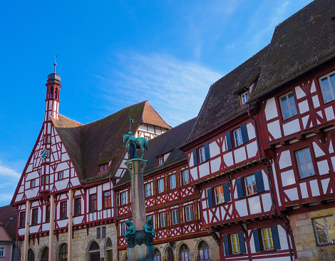 Saint Jean de Luz facades in New Aquitaine, Atlantic Pyrenees in French Basque Country of France