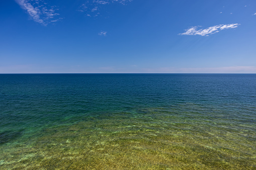 A view of Lake Michigan.  Water and Sky.