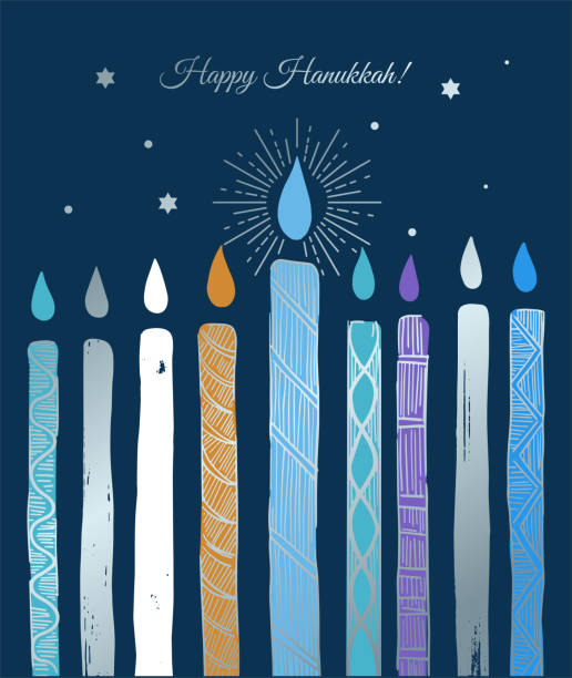 ilustrações, clipart, desenhos animados e ícones de pôster de desenho animado feliz hanukkah - holiday happiness menorah hanukkah