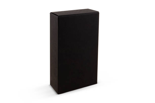 istock Black cosmetic packaging box isolated on white background 1346911173