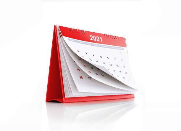 istock 2021 Red Desk Calendar 1346915173