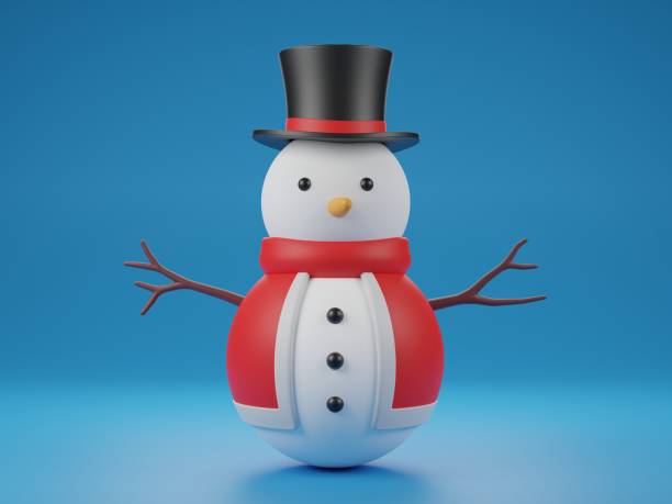 istock Snowman with hat and scarf isolated on white background. 3d rendering. cute snowman isolated background. 1346917133