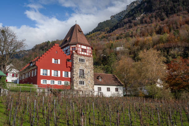 Pretty authentic french village and vineyard. Travel concept.