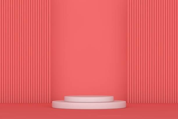 istock 3D Red Stands, Product Stand, Blank Scene 1346924516