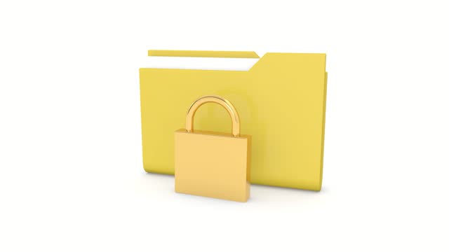 File folder and lock on a white background.