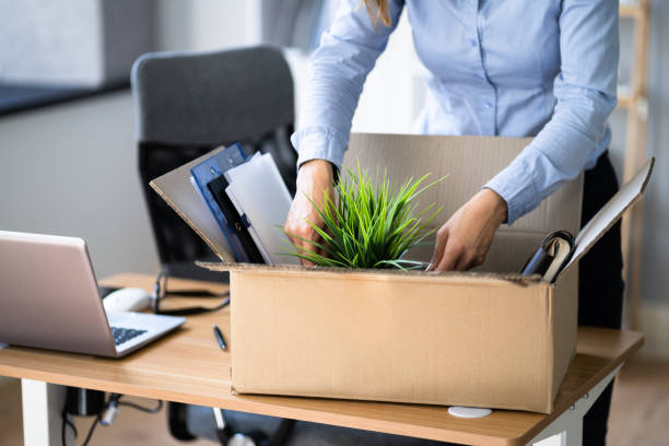 istock Job Quit. Employee Packing Cardboard Box 1346931606