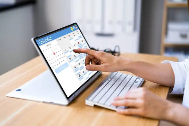 Weekly Agenda Calendar On Hybrid Laptop Screen