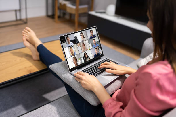 istock Woman In Online Remote Webinar Call 1346932872