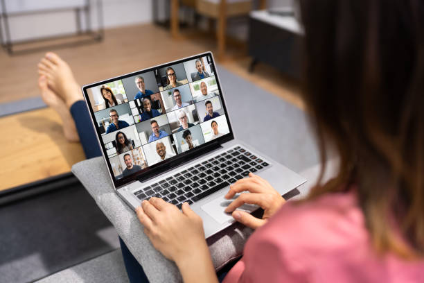 istock Woman In Online Remote Webinar Call 1346932881