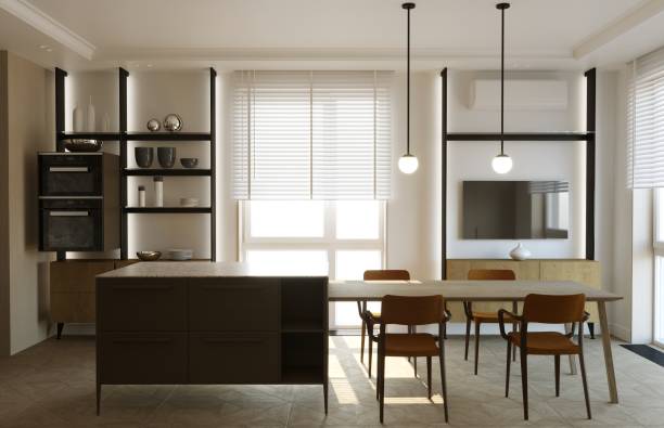 istock visualization of modern residential interior design, 3D illustration, cg render 1346939892