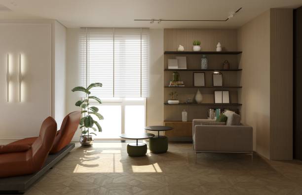 istock visualization of modern residential interior design, 3D illustration, cg render 1346940084