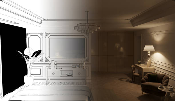 istock visualization of modern residential interior design, 3D illustration, cg render 1346941286