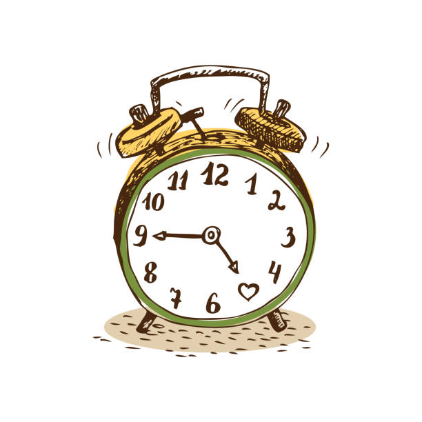 tea time stillleben set vektor illustration - number alarm clock clock hand old fashioned stock-grafiken, -clipart, -cartoons und -symbole