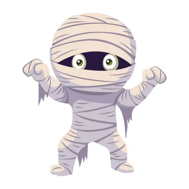 Vector illustration of Mummy monster for Halloween. Vector flat cartoon illustration