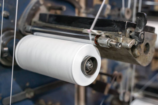 istock Production of polypropylene yarn for making bags 1346946885