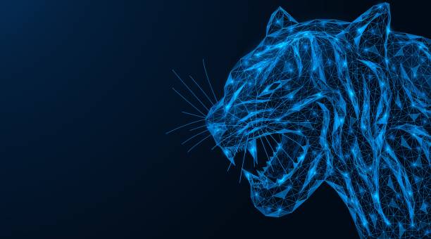 2022년의 상징은 푸른 호랑이입니다. - tiger zoo animal awe stock illustrations