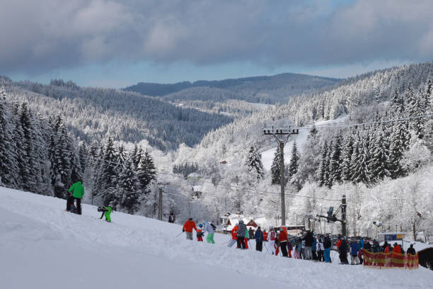 istock A ski resort the valley and the forest under the snow. 1346948590