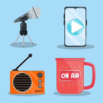 podcast micrphone and radio icons