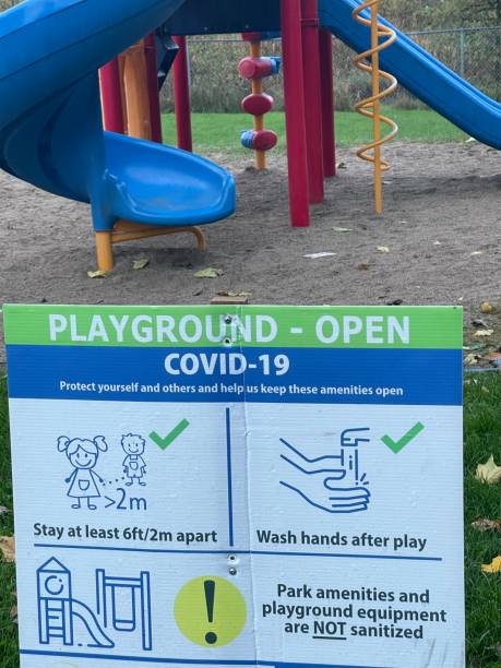 istock Covid -19 play ground sign 1346955104