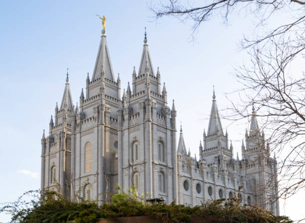 templo de salt lake - temple mormonism salt lake city temple square fotografías e imágenes de stock