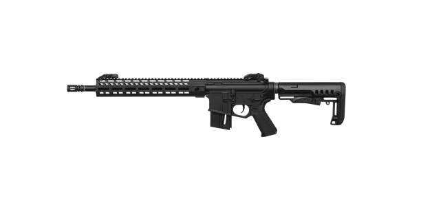 istock Modern automatic rifle isolated on white background. Weapons for police, special forces and the army. Automatic carbine with mechanical sights. Assault rifle on white back. 1346964652