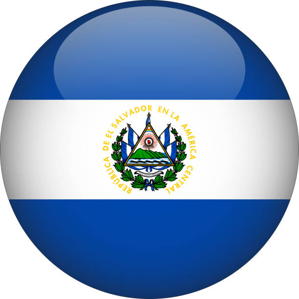 ilustrações de stock, clip art, desenhos animados e ícones de el salvador 3d rounded country flag button icon - salvadoran flag