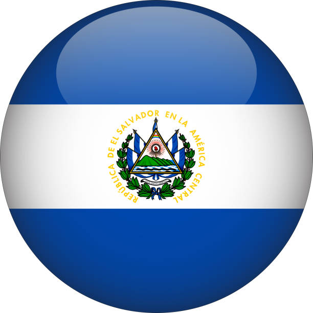 сальвадор 3d округлый флаг страны значок кнопки - salvadoran flag stock illustrations