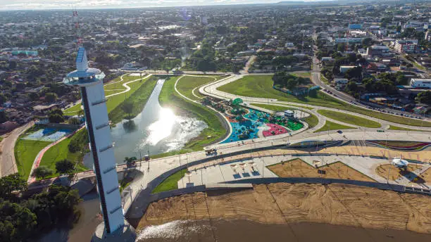 Aerial view of Parque do Rio Branco in Boa Vista, Roraima. Northern Brazil