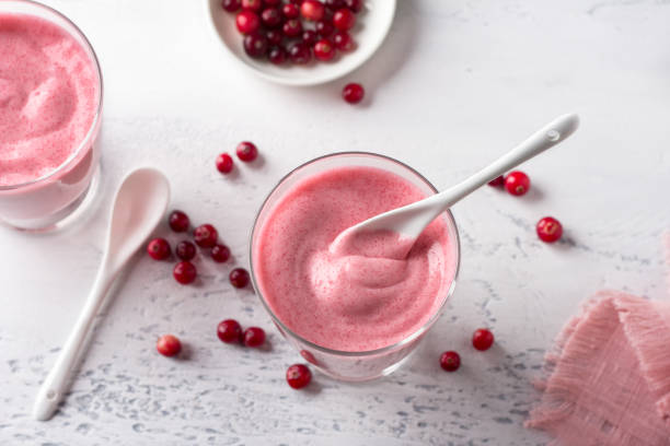istock Vegan cranberry mousse with semolina and fresh cranberries 1346971810