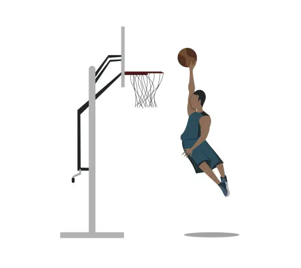 Vector illustration of Basketball player making a basket