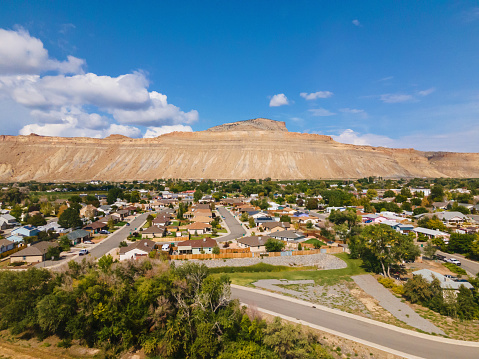 Housing Developments and Dwellings in the Arid West Aerial Neighborhoods Autumn in Western USA Subdivisions Homes and Communities from Above (Shot with DJI Mavic Air II photos professionally retouched - Lightroom / Photoshop)