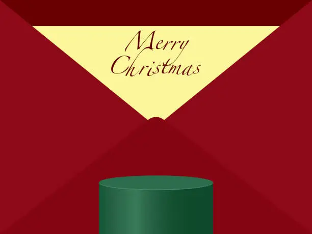 Vector illustration of Christmas Stage background product scene and geometric platform. Stage background vector 3d rendering with podium. stage to show cosmetic products. Stage showcase on pedestal modern 3d studio platform
